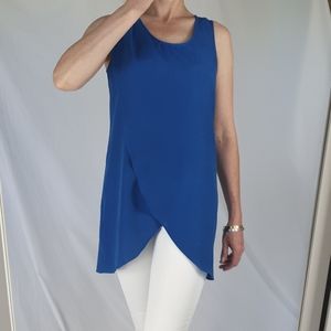 Blue sleeveless crossover tunic size 2